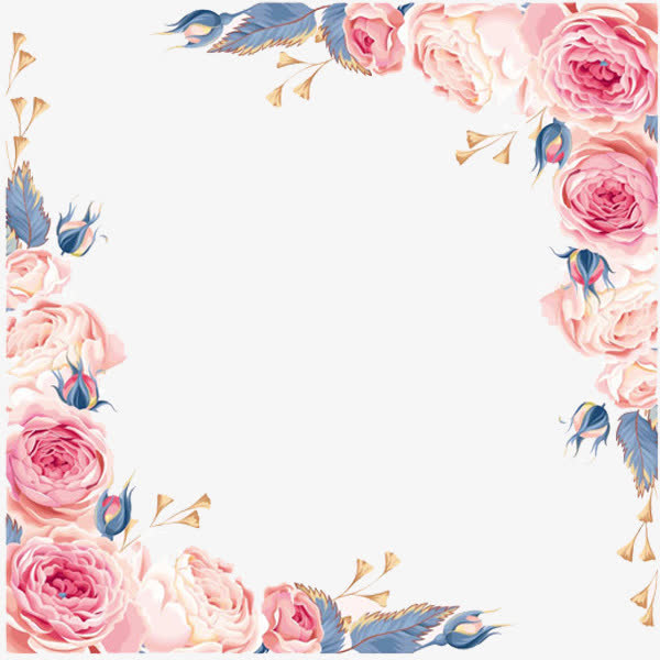 元素插画手绘玫瑰花边框免抠