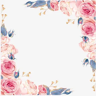 元素插画手绘玫瑰花边框免抠