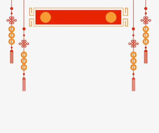 中国风新春红色背景吊饰免抠