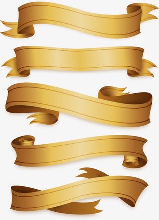 精致的金色彩带免抠