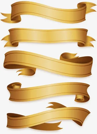 精致的金色彩带免抠