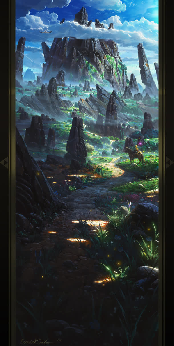 幻想山峰山峦插画免抠