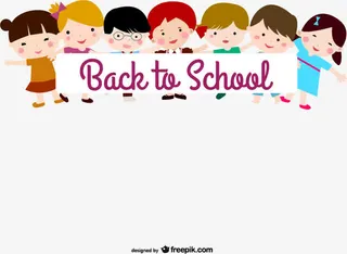 卡通孩童背景条幅矢量素材,