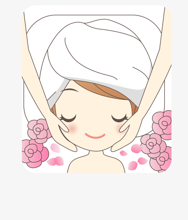 卡通脸部按摩女孩免抠