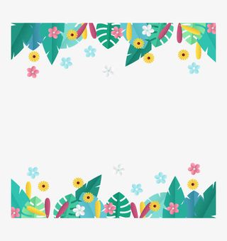小清新花朵树叶边框免抠