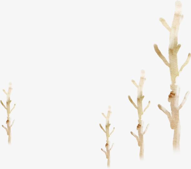 褐色树枝韩国书法免抠