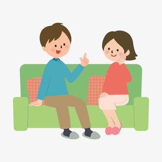 白领手绘人物素材 坐在沙发上玩免抠