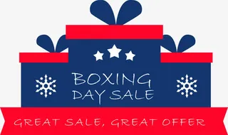 深蓝色礼物盒促销标签免抠