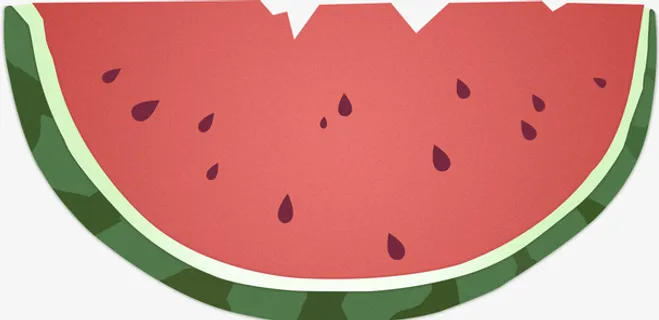 手绘一半的西瓜免抠