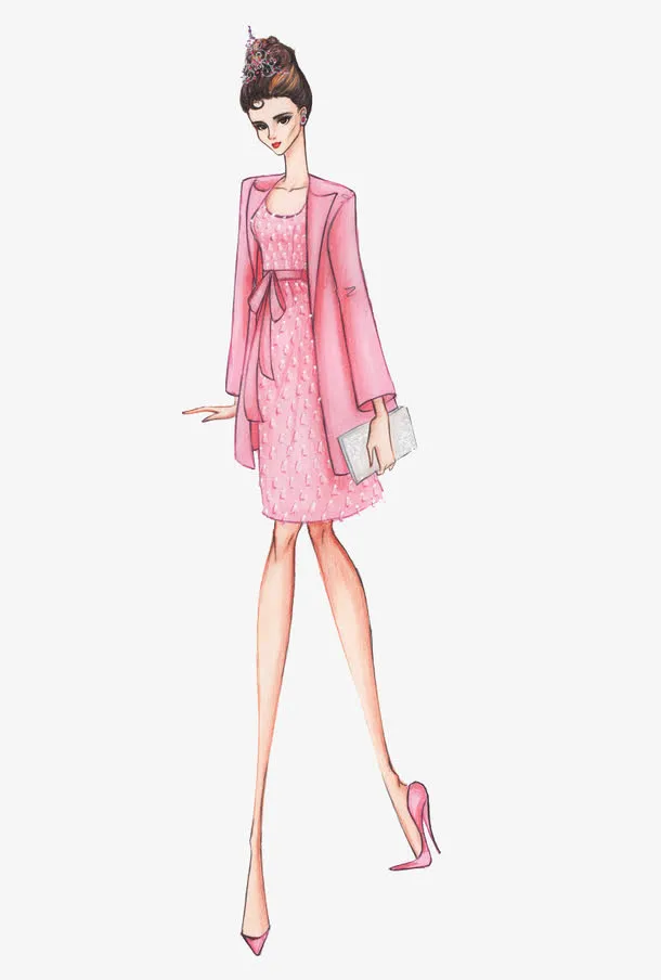 高端女装设计插画稿免抠