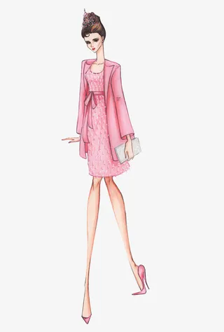高端女装设计插画稿免抠