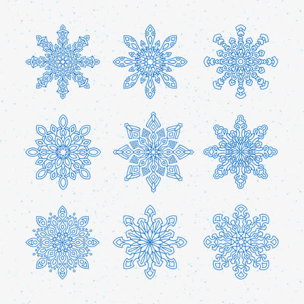 蓝色多变圣诞雪花免抠
