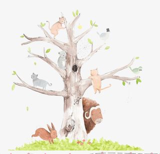 森林系唯美手绘插画免抠