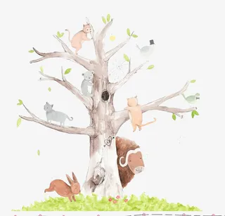 森林系唯美手绘插画免抠