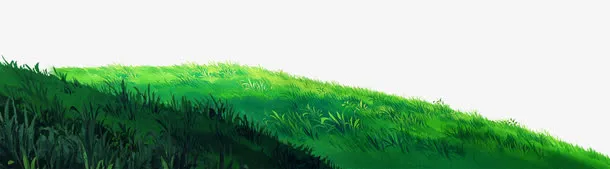手绘草地美景图片免抠