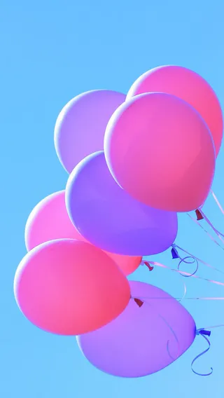 蓝色天空粉色气球免抠