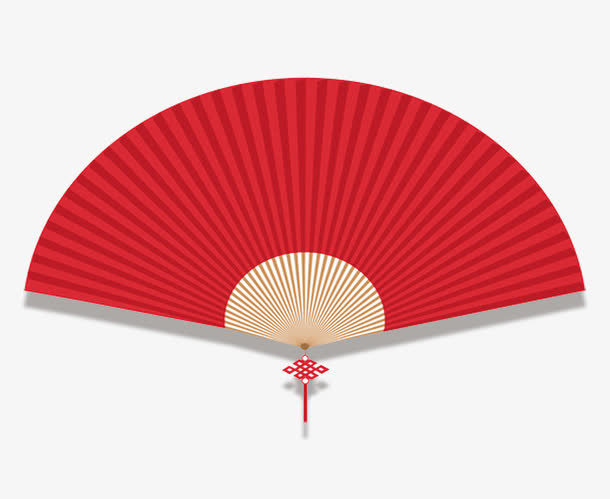 红色中国风扇子装饰图案免抠