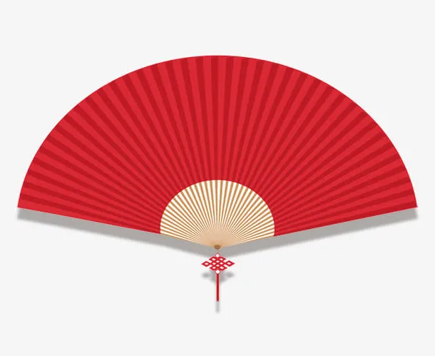 红色中国风扇子装饰图案免抠