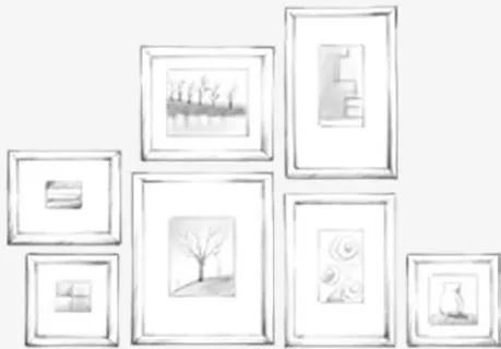 手绘素描室内边框海报免抠