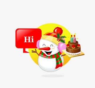 打招呼的小雪人免抠