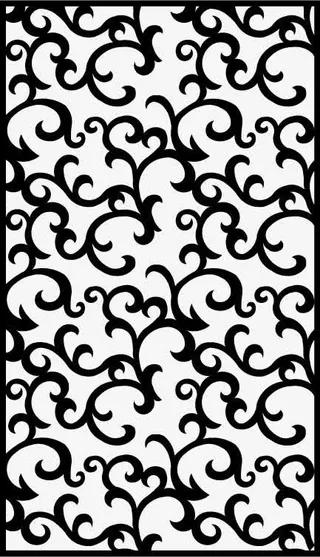 黑色花纹剪纸窗花免抠