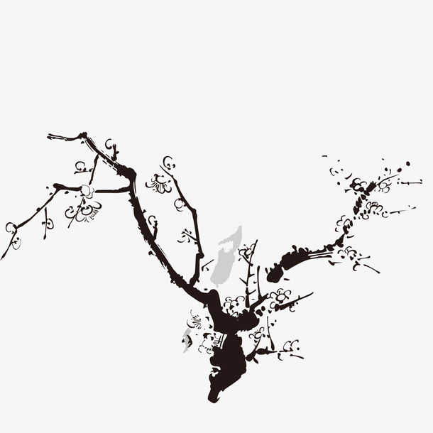 水墨桃花免抠