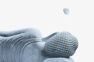 石头侧卧佛像免抠