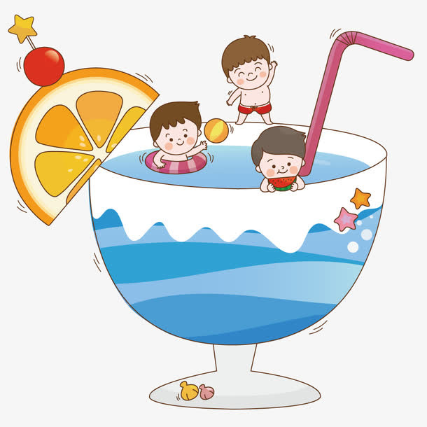 杯子里的游泳池免抠