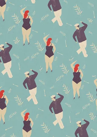 卡通跳舞的男女海报背景免抠