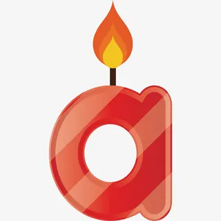 卡通手绘字母a蜡烛免抠