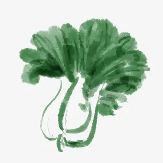 绿色水墨大白菜素材免抠