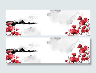 唯美古风花卉banner海报背景高清