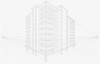 时尚线性房子模型设计免抠