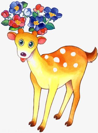 儿童画梅花鹿免抠