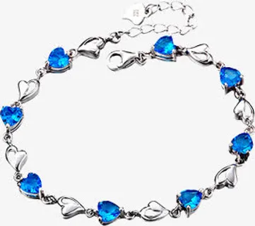 蓝宝石纯银手链饰品免抠