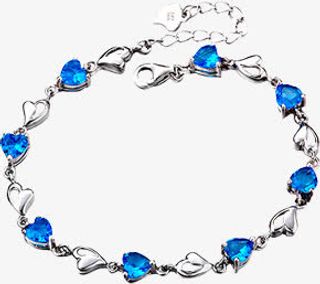 蓝宝石纯银手链饰品免抠