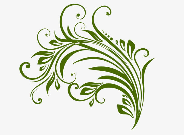 绿色花纹免抠