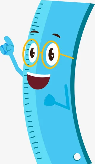 开学季蓝色尺子小人免抠