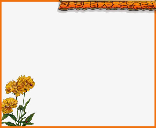 中国风花纹屋檐边框免抠