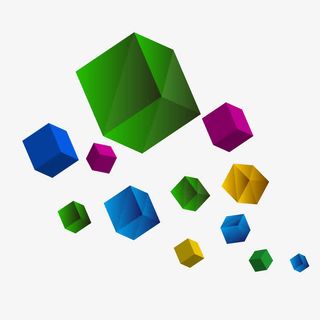 彩色六面体免抠