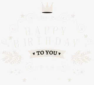 简洁艺术字生日贺卡矢量素材免抠