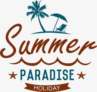 矢量创意海滩标签免抠