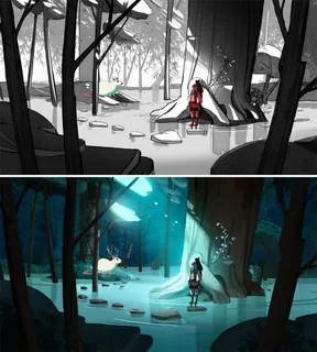 灰色蓝色同场景对比图免抠