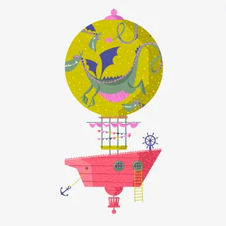 卡通装饰热气球小清新插画免抠