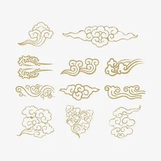 金色线条祥云免抠