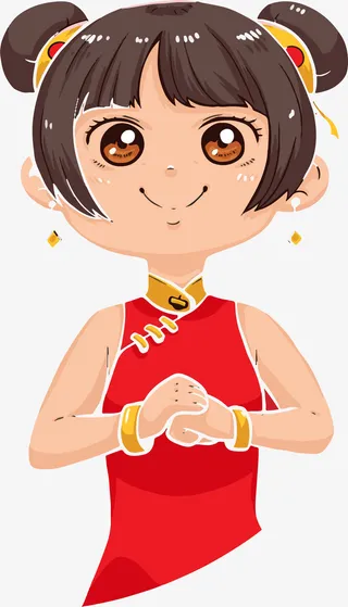 新年拜年的小女孩免抠