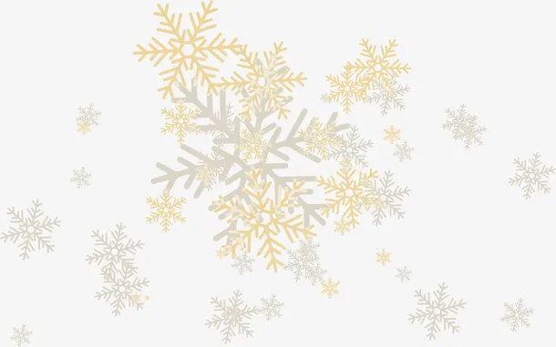 冬季美丽金色雪花免抠