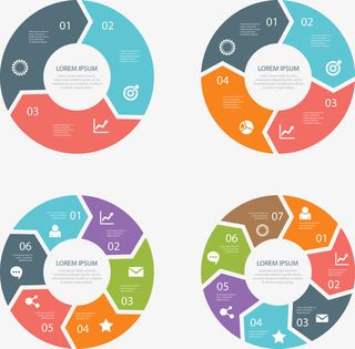 环形箭头循环流程图表免抠装饰ppt元素