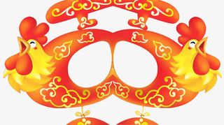 金黄色卡通公鸡图案免抠