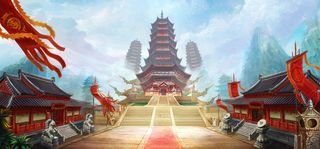 卡通塔背景banner高清